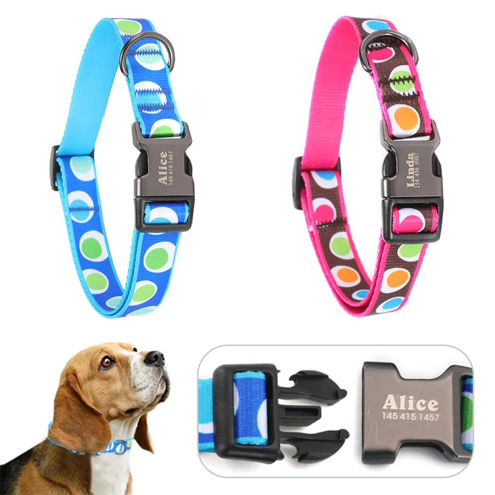 

Small Dog Collar Personalized Nylon Small Dog Collars Chihuahua Puppy Collar Engrave Name ID for Small Medium Large Pet Pitbull