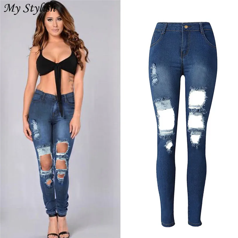 Pas cher Prix! chaude 2017 Nouveau Dames De Mode Femmes Denim Skinny Jeans Stretch Crayon