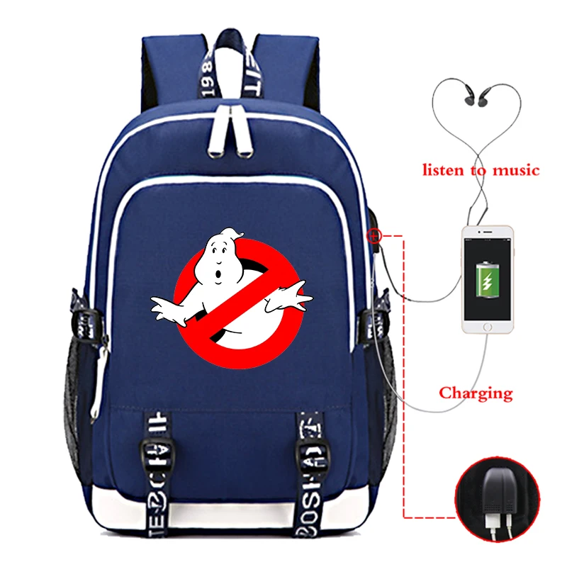 Beautiful Ghostbuster USB Charge Backpack Boys Girls Back to College Rucksack Men Women High Quality Mochila