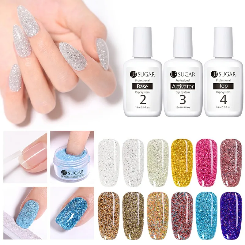 

UR SUGAR 5ml Holographic Dipping Nail Powder Set Glitter Pigment Dust Powder Decoration Natural Dry Without Lamp Cure Manicure