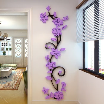 

DIY 3D Flower Tree Acrylic Wall Sticker Decals Home Decor Wallpapers For Livingroom Bedroom Wall Decoration Stickers Poster