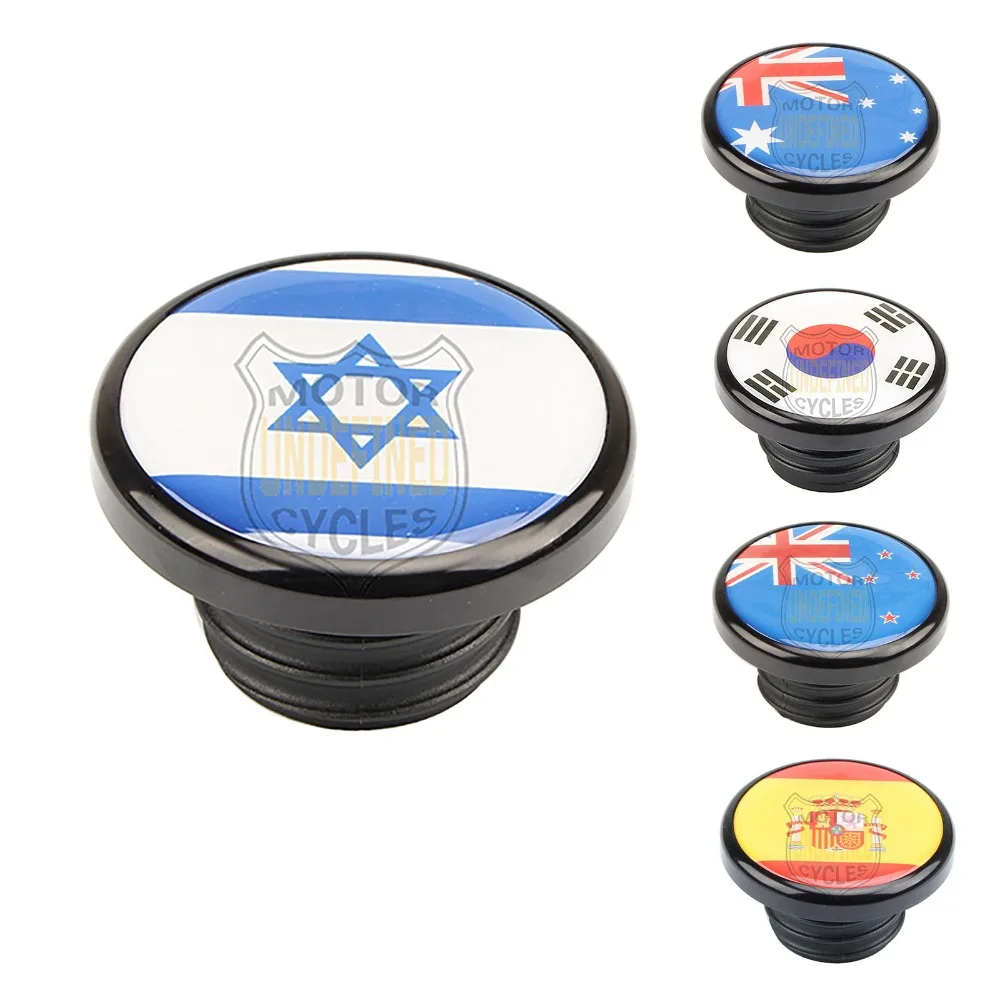 Black Vented Gas Fuel Tank Cover Cap Spain Australia Flag Styling