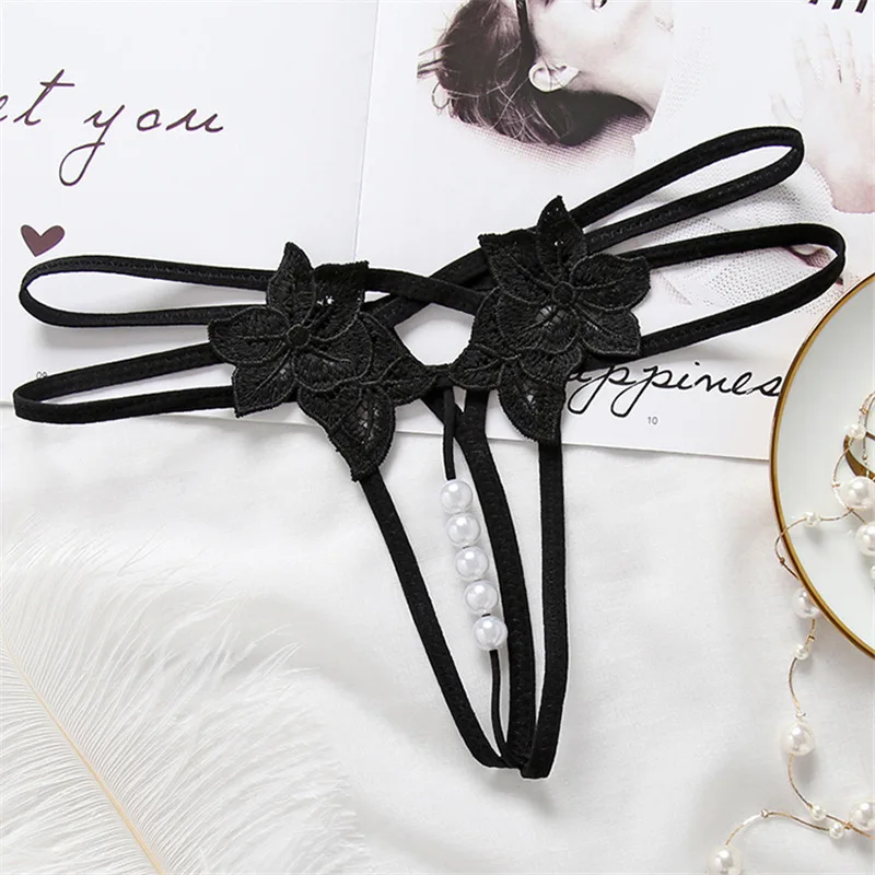 Women Panties Bragas Thong Lace Lingerie pearl G String Women's Underwear Black Sexy Lace Underwear Women Briefs 15 (11)