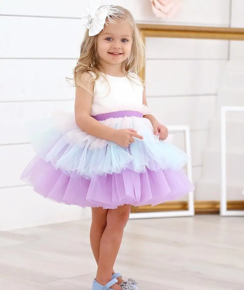 

Sweet puffy tired tulle cupcake short toddler graduation dresses for dance baby girl first birthday party dress with bow sash
