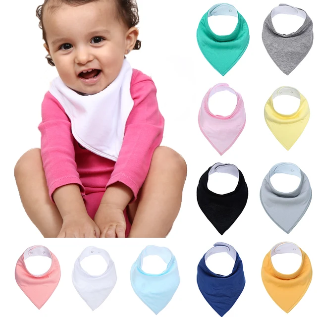Baby Bibs Adjustable Snaps Absorbent Pure Cotton Bandana Bibs For Drooling Teething Newborn Infant Girls Boys Feeding Bibs D30