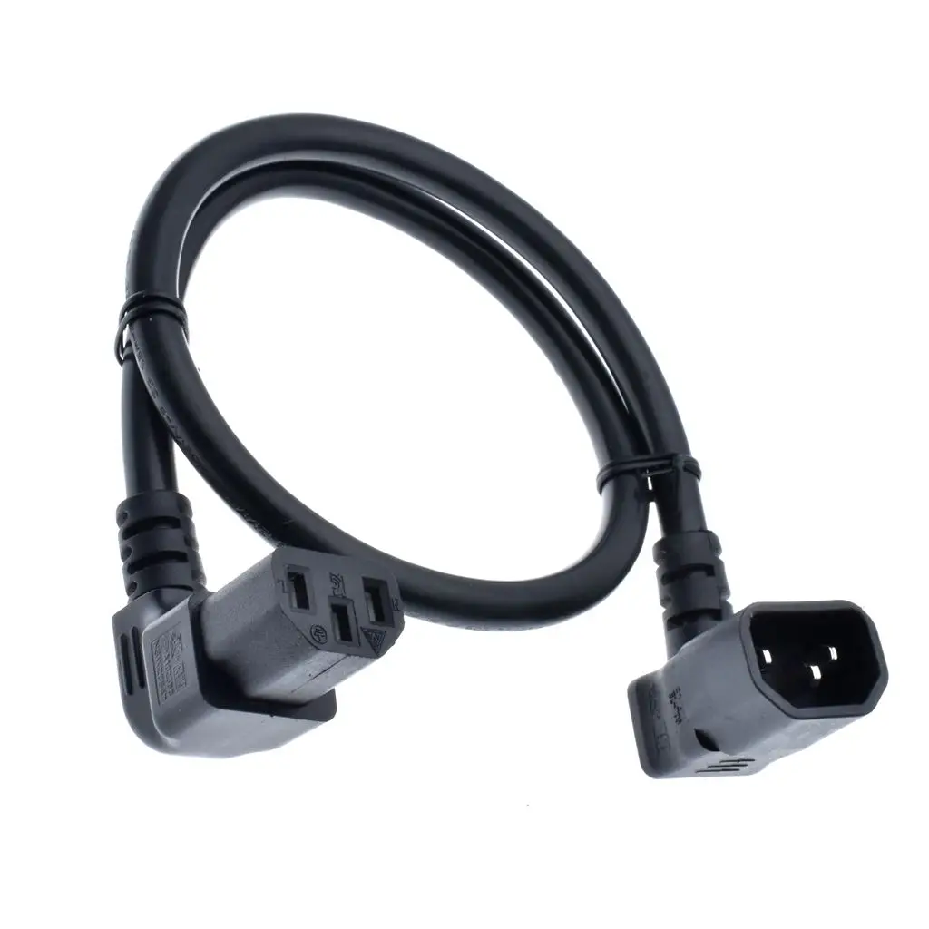 90 degree Dual Down IEC 320 C13 to C14 Extension cable Power Cable Cord C13 to C14 Male to Female Extension Cable COMPUTER CABLE