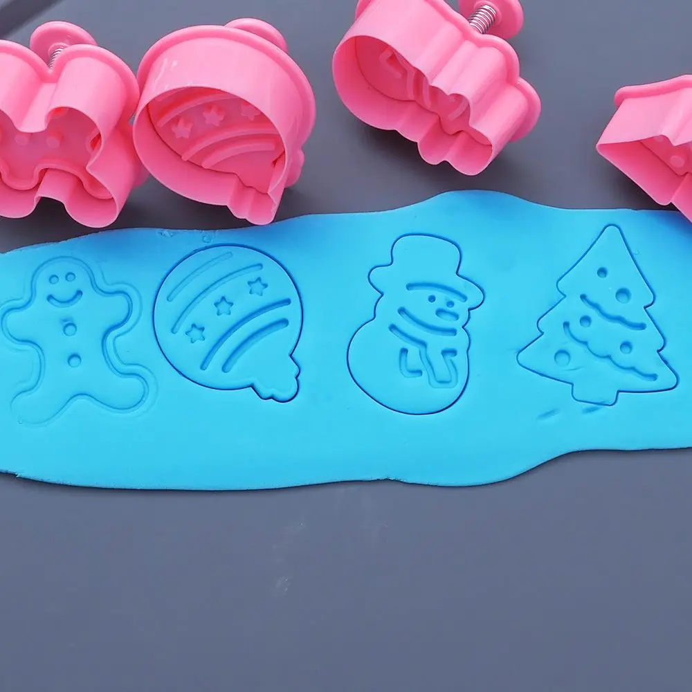 

4Pcs/Set Food Grade Plastic Christmas cookie cutter,Kitchen Baking Tools,Plunger Stamp Die Fondant Cake Decorating Tools