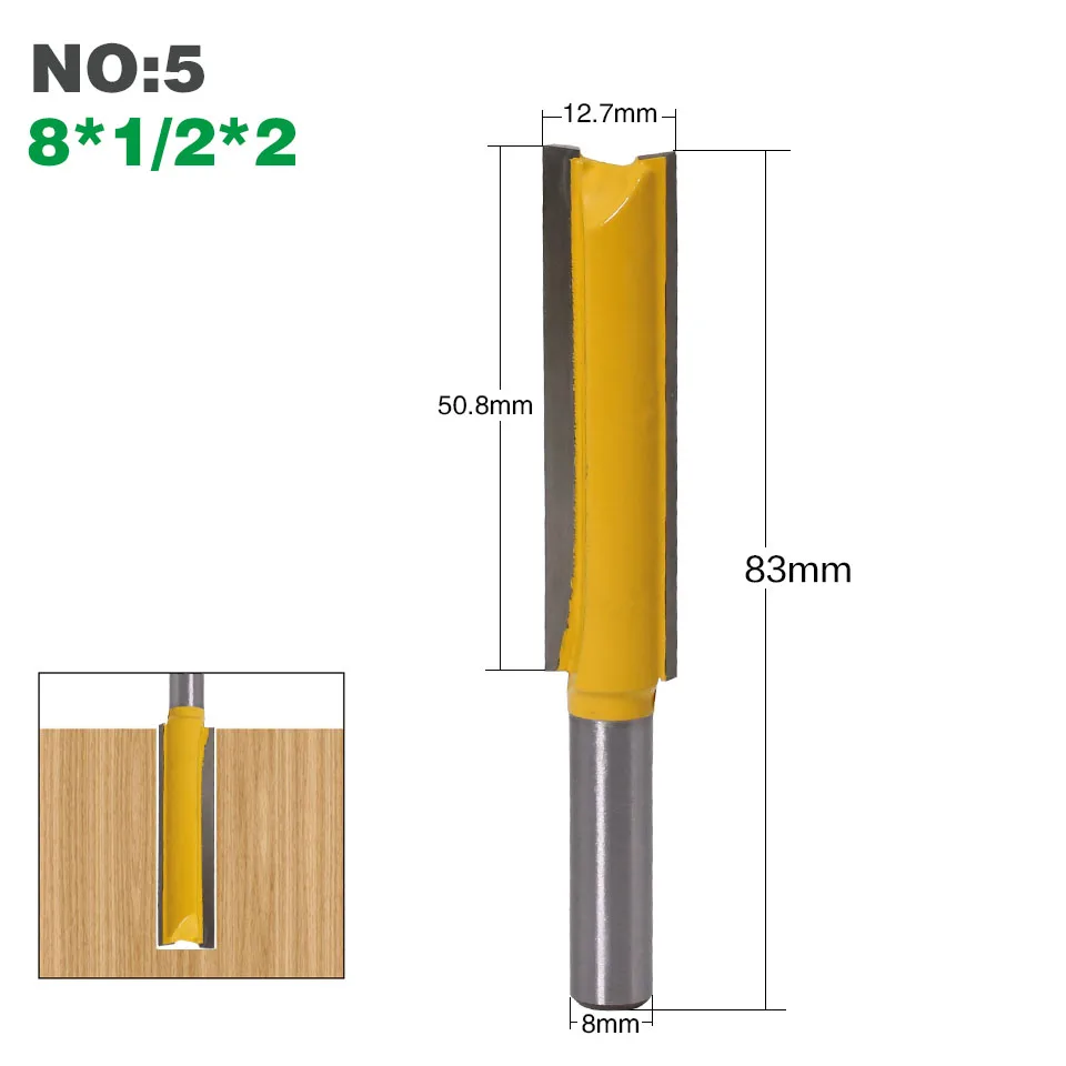 1 шт. 8 мм "хвостовик длинная Чистка Нижняя фреза деревообрабатывающие чистые Биты - Cutting Edge Length: NO5