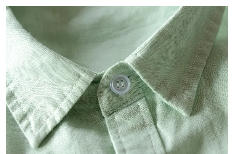 Хлопок льняная ткань винтажная пуговица вниз воротник с длинным рукавом Повседневная рубашка для мужчин