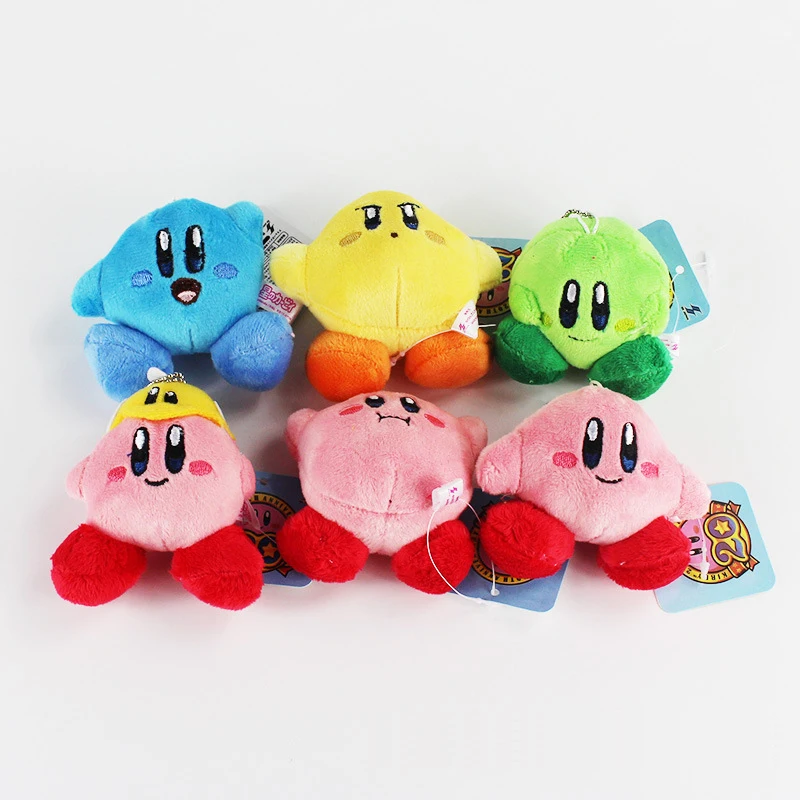 

6Pcs/set New Kirby Plush toys Standing Pose Doll 7cm plush key chains phone accessories pendant baby toys