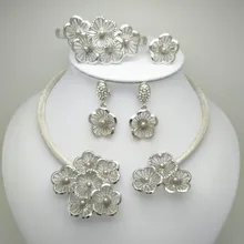 Kingdom Ma Женский комплект ювелирных изделий высокого качества с серебряным покрытием Свадебные ювелирные изделия африканские бусы посеребренный комплект ювелирных изделий