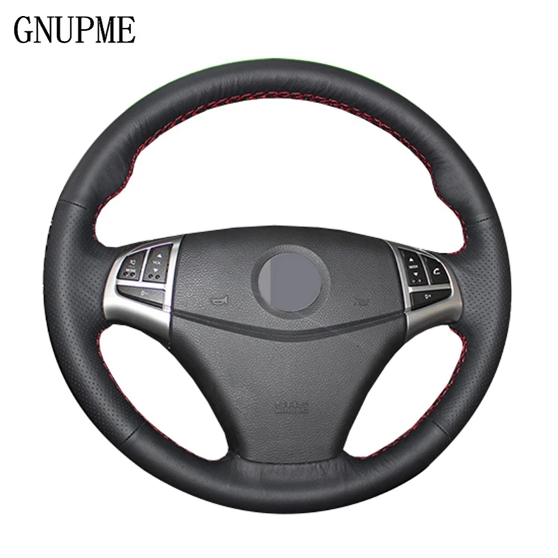 

GNUPME Hand-stitched Black Genuine Leather Car Steering Wheel Cover for Ssangyong Korando 2011-2014 Interio Accessories Parts
