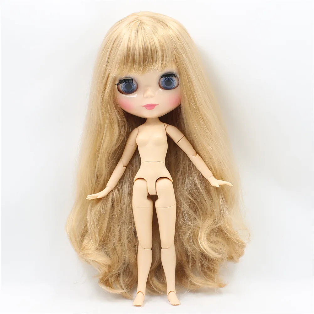 Обнаженная кукла Blyth с челкой золотые длинные волосы DIY 30 см bjd 1/6 шарнир тела модные куклы игрушки - Цвет: Nude doll