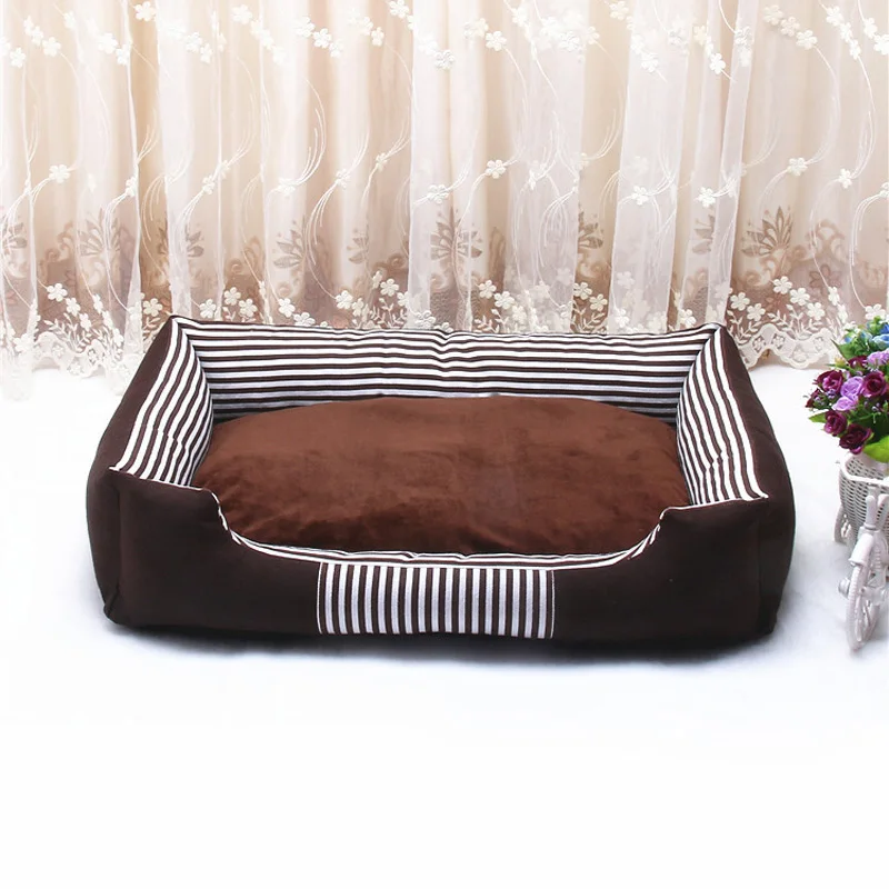 4 Colors Canvas Pet Dog Beds Waterproof Bottom Detachable Double Sided Used Fleece Warm Puppy Beds For Small Medium Dogs - Цвет: Brown