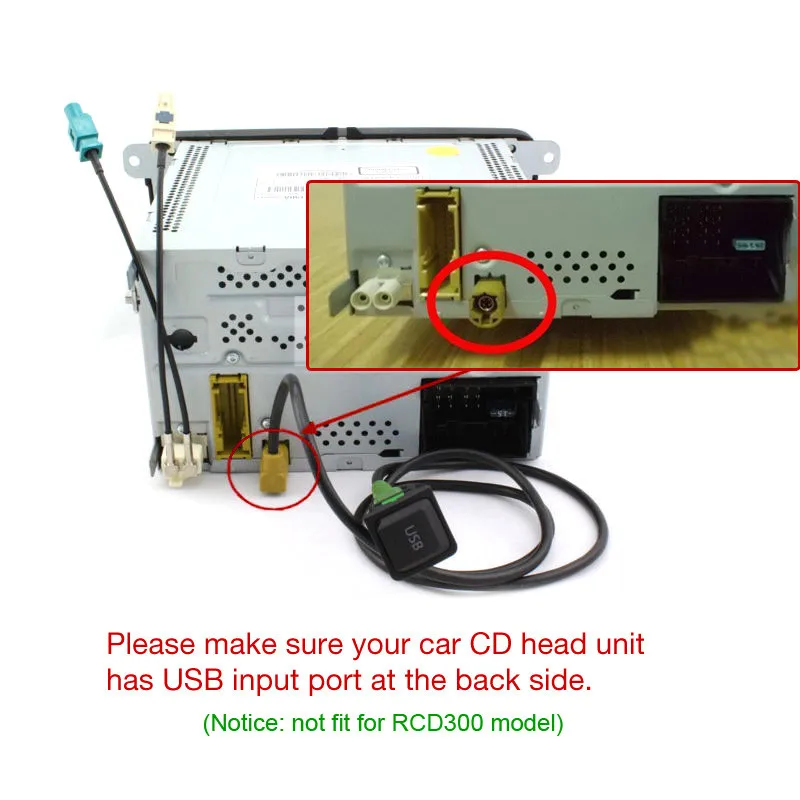 Автомобильный USB кабель адаптер с переключателем для VW RCD300+ RCD510 RNS315 Golf Jetta MK6 Polo Touran Tiguan Scirocco