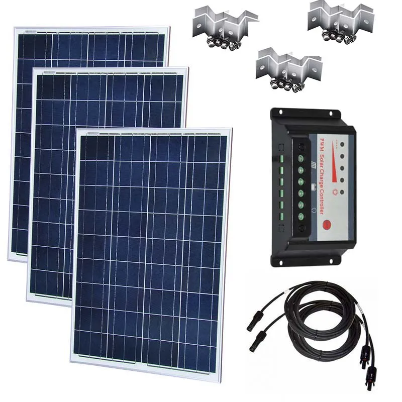 

Solar Kit 300w Solar Panel 12v 100w 3Pcs Solar Charge Controller 12v/24v 30A Solar Battery Charger Camping Caravan Car Rv Roof