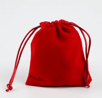 Высококачественные Бархатные Мешочки, тканевые упаковочные мешки для ювелирных изделий, упаковка с завязкой, подарочные пакеты и мешочки - Цвет: Красный