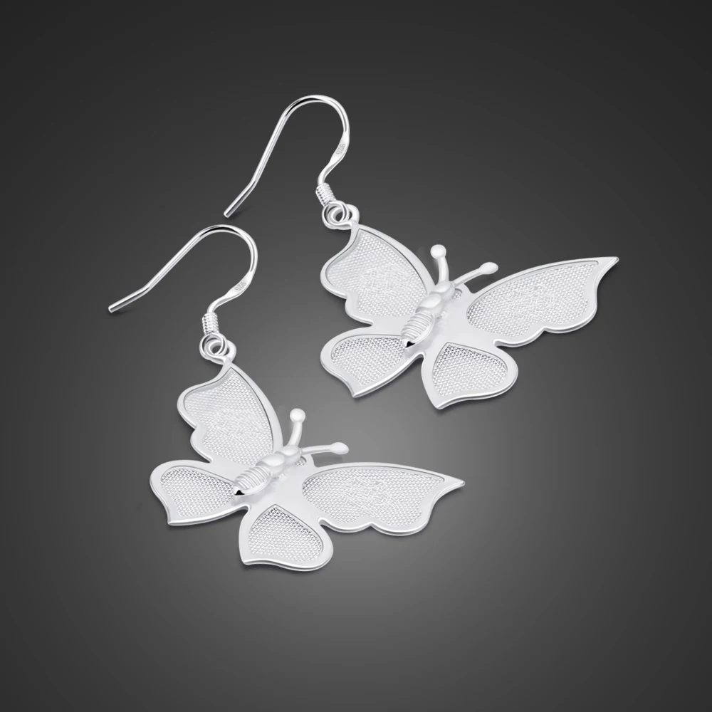 

Fashion & Elegant Women Silver Earrings Animal Butterfly Solid 925 Sterling Silver Earrings 100% Silver Jewelry Wholesale Hot