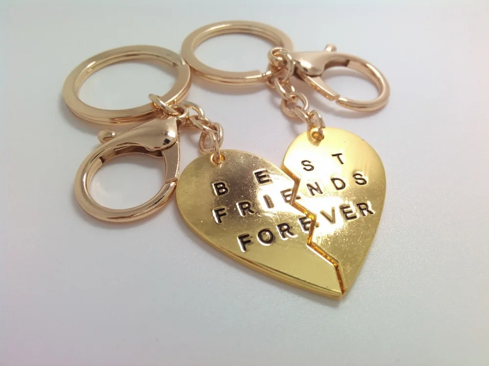 2Pcs Best Friends Forever BFF Best Friends Keychain Keyring Keyholder