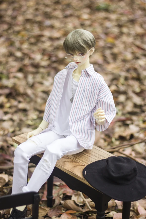 Платье куклы BJD для 1/3 1/4 1/6 MSD, размер дяди, красный, синий и белый полосатый стиль BF, свободная рубашка с короткими рукавами, аксессуары для куклы