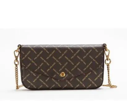 

2018 Emarald European and American retro envelopes chain three piece hand bag lady all-match simple hand single shoulder bag