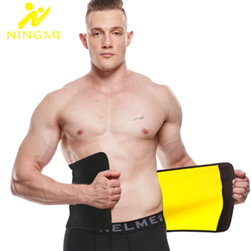 

NINGMI Body Shaper Waist Trainer Men Compression Modeling Belt Neoprene Sweating Sauna Suit Black Male Slimming Corset Shapewear