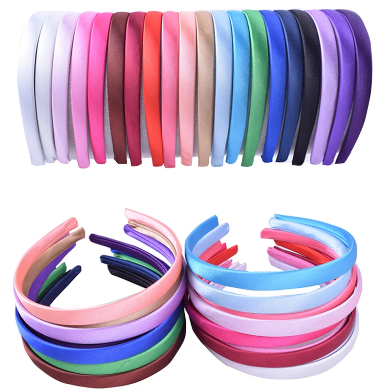 

Lovely Plain Satin Headband Elastic Hair Bands For Kids Girls 1.5CM DIY Headband Hoop Hair Bezel Accessories For Women Headwear