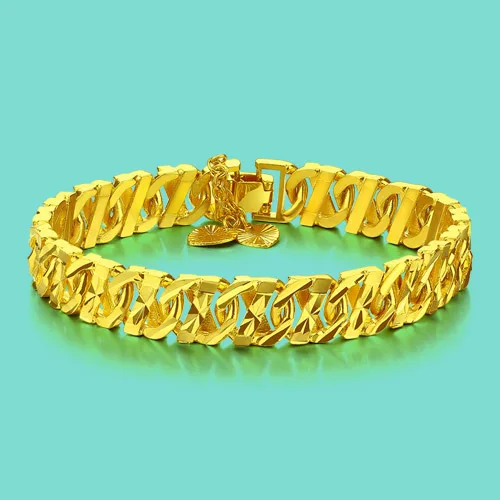 Fashion style boys 24k yellow gold bracelet bracelet design real
