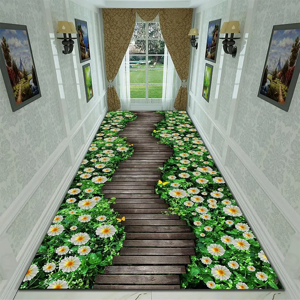 TPFOCUS 80 см Современный Коврик противоскользящий мягкий зеленый прямоугольник с растительным принтом нескользящий коврик для спальни гостиной стол Кухня 1 шт