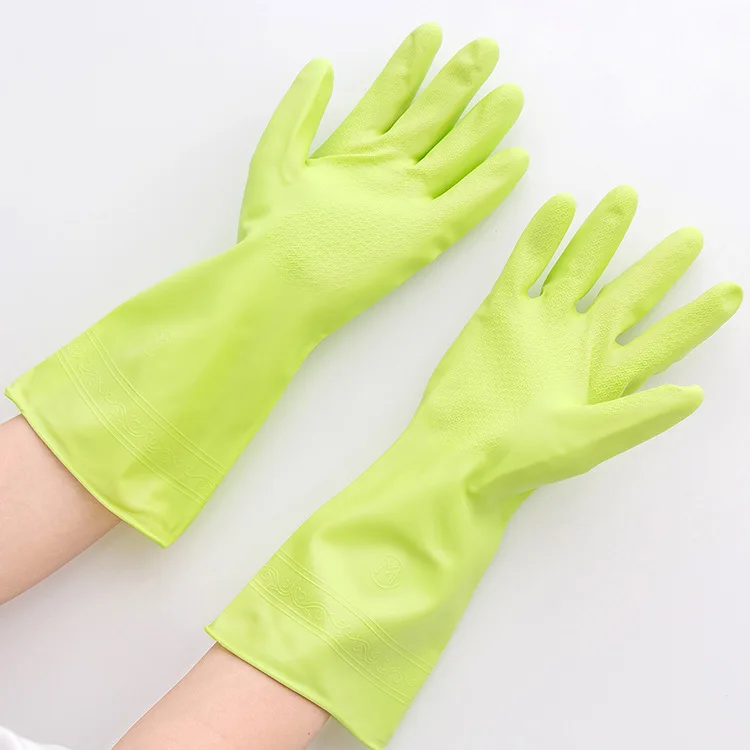 Чистые бытовые тонкие водонепроницаемые резиновые перчатки бытовые кухонные мытья посуды прочные ПВХ кожаные перчатки кухонный инструмент - Цвет: green