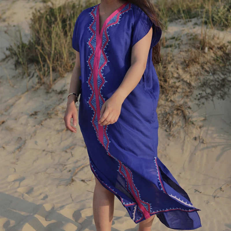 Хлопковое длинное пляжное платье саронг пляжное платье бикини с вышивкой пляжное парео пляжный купальник накидка пляжная одежда