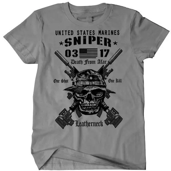 Kaufen 2019 heißer verkauf USMC Scout Sniper T Shirt UNS Marines MOS 0317 Combat Arms Männer Baumwolle T Neue