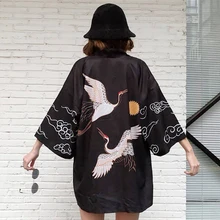 Летнее тонкое традиционное японское кимоно, новинка, одежда с принтом аниме, кардиган-кимоно для мужчин и женщин