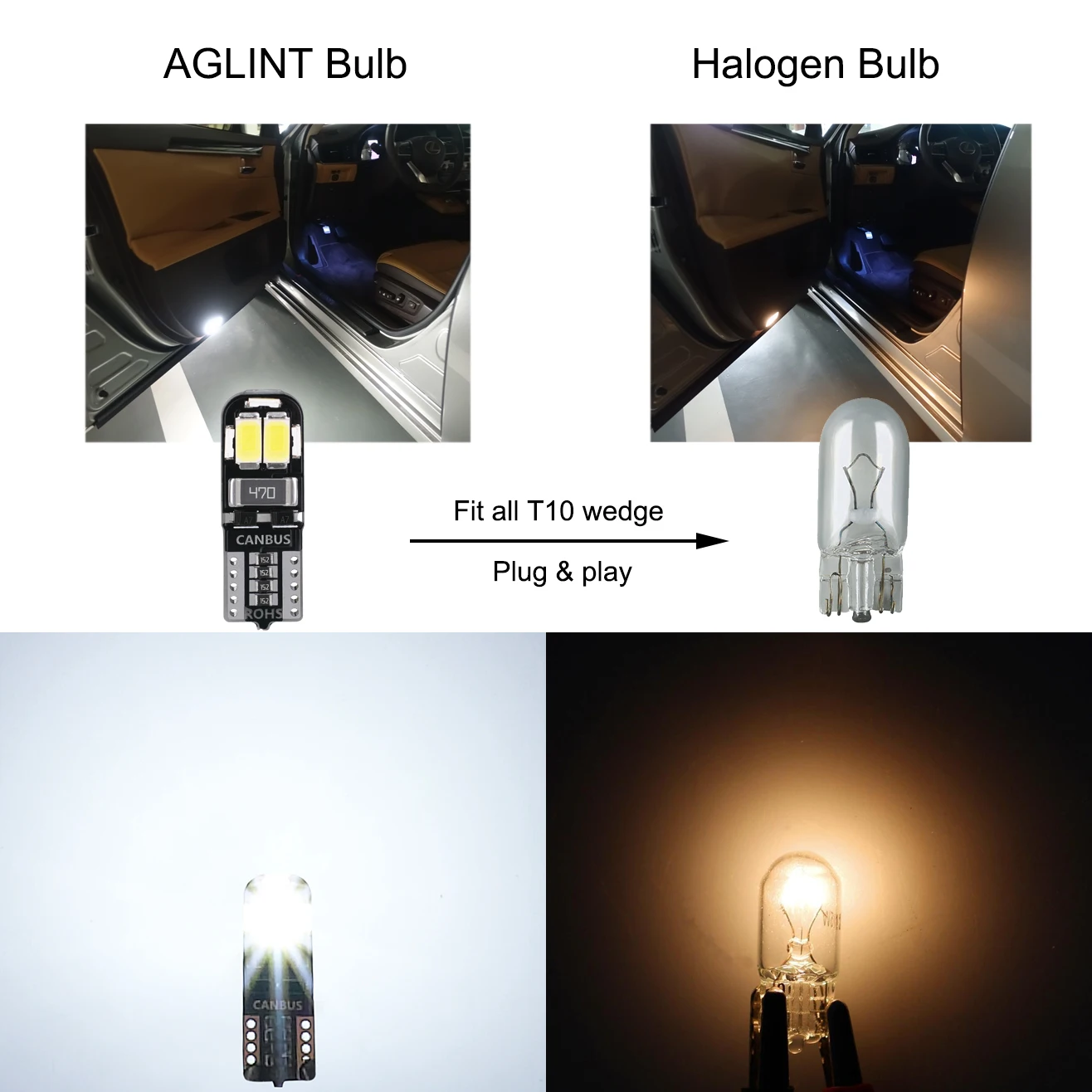 AGLINT 8 шт. T10 светодиодный CANBUS без ошибок W5W светильник 5W5 для Ford Audi Mercedes лампа чтения