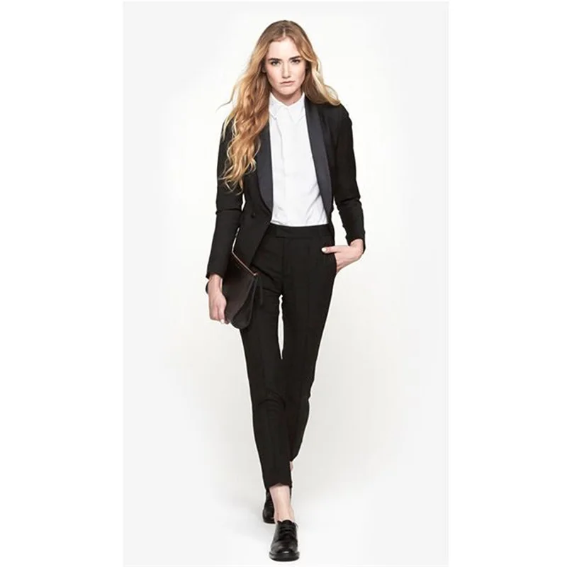 Womens Pant Suit For Weddings Promotion Promotional Black Womens Business Suits 2 Piece Formal Pant For Weddings Tuxedo Female Office Uniform Las Winter