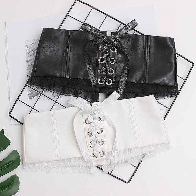 Лето винтажная повязка лук лоскутное кружева Для женщин ремень широкий из искусственной кожи женский Ремни 2019 Мода в Корейском стиле