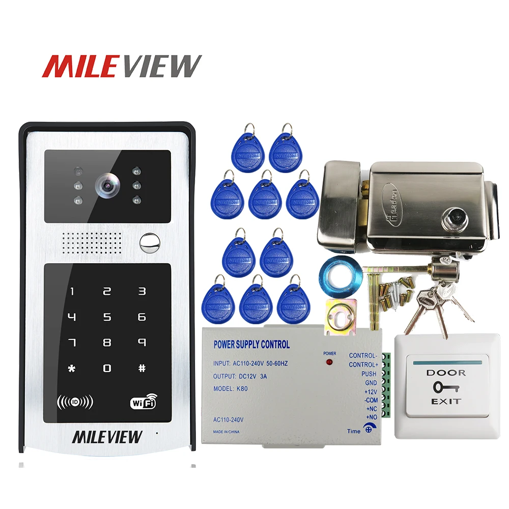 

FREE SHIPPING RFID Code Keypad Wifi 720P HD Video Door Phone Intercom Outdoor Bell for Android IOS Phone + Electric Control Lock