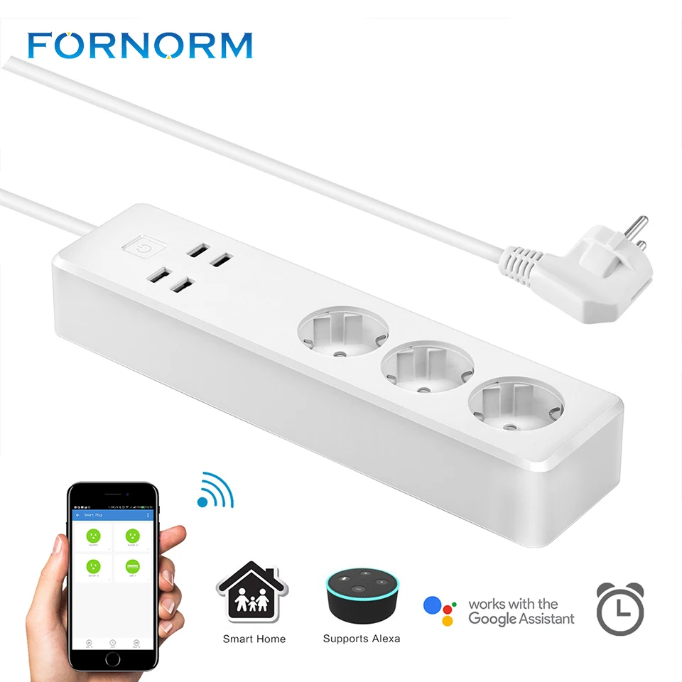 

WIFI Power Strip Smart Home Electronics Fast Charging 3 Outlet 4 USB Interface Extension Socket with EU UK Plug Travel Adapter