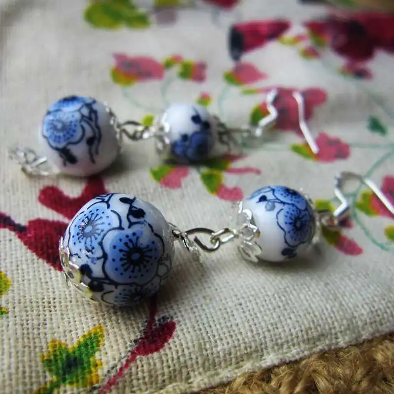 

Ruifan Vintage Blue and White China Ceramic Earrings Beads Women Long Drop Dangle Handmade Hook Earring Jewelry 2019 YEA279
