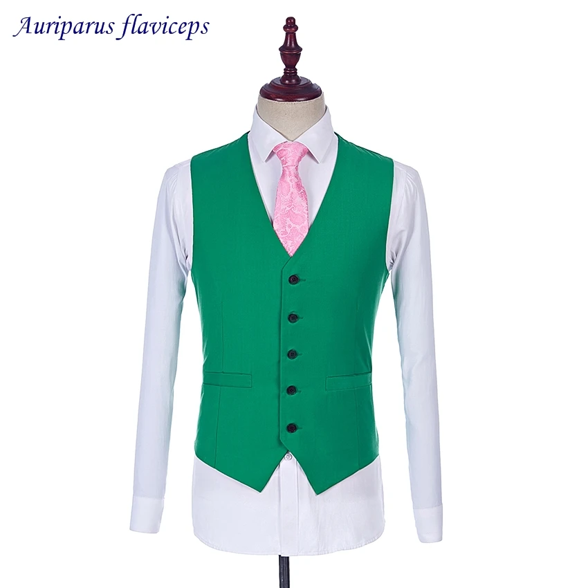 Green 3 Suit Style For Man Peaked Lapel Groom Tuxedos And Groomsman Suit (jacket+Vest+pants)