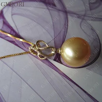 

GVBORI South Sea Natural Pearl Necklace Pendant With 18K Diamond Fine Jewelry Valentine