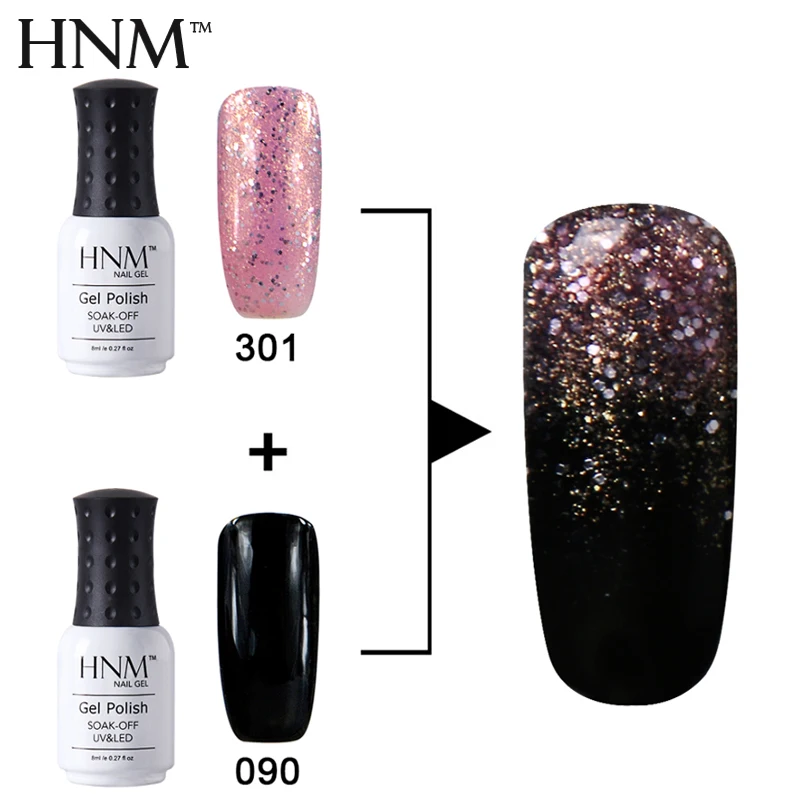 HNM 2 шт. градиентный лак для ногтей + 1 наборы кистей Ногтей Стойкий УФ гель