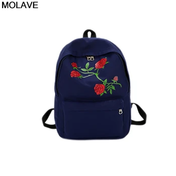 

MOLAVE Backpacks Women Embroidery Rose Backpack for Teenage Girl Female School Bag Multi-Function Zipper Bagpack mochila 20MAY13