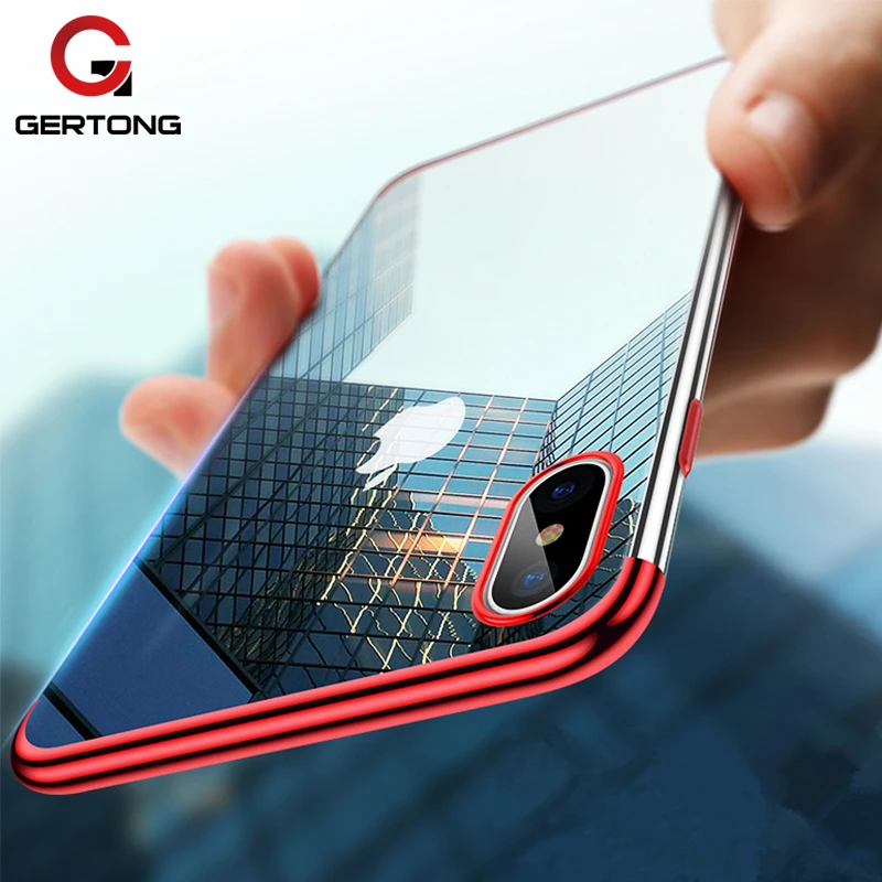 

GerTong Color Plating Shining Phone Case For iPhone 6S 6 7 8 Plus Soft TPU Shell For iPhone X Anti-Shock Protecive Capa Coque