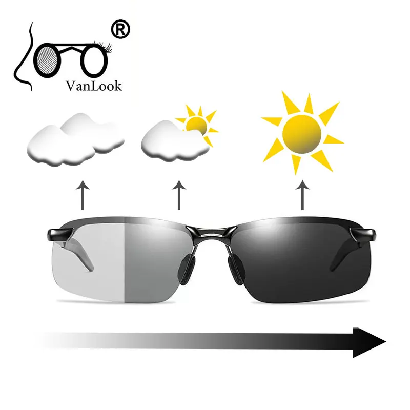 Photochromic Sunglasses Polarized Chameleon Lens Yellow Men