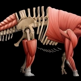 Apatosaurus skeleton and muscles Poster Print (27 x 7)