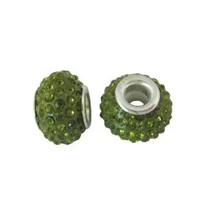 

10PCS Olive Green Rhinestone Beads Charm W/big hole #19757