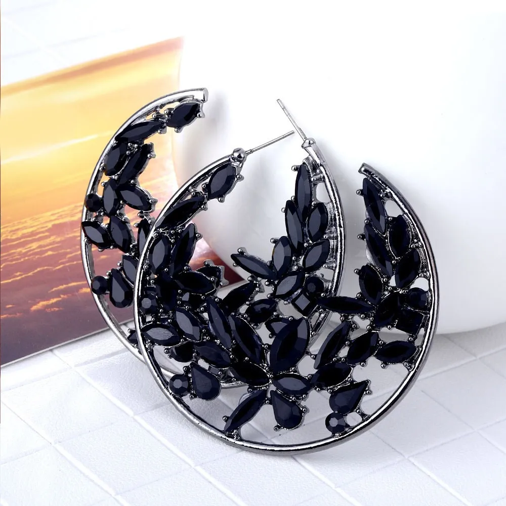 

Big Rhinestones Hoop Earrings Women Wedding Fashion Jewelry 60mm Statement Earrings Earrings Jewelry