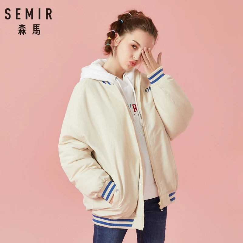 Женская куртка-бомбер SEMIR повседневная однобортная куртка из овечьей шерсти с