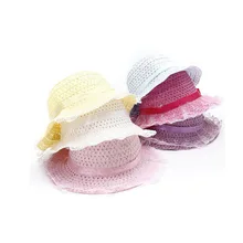 1 шт., детская Солнцезащитная шляпа с цветами, Детская летняя соломенная шляпа, Солнцезащитная шапочка, Детская шляпа с большими полями, Цветочная Кепка для девочек